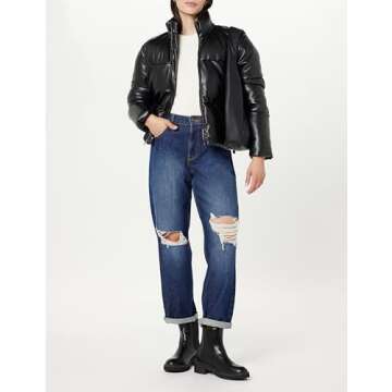 Stylish Women's Faux Leather Puffer Jacket for Winter