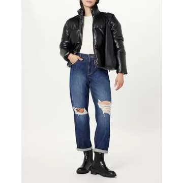 Stylish Women's Faux Leather Puffer Jacket for Winter