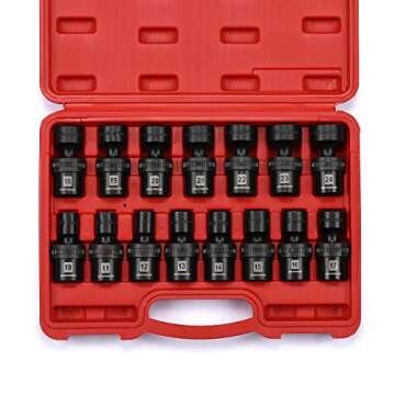 MIXPOWER 15-piece 1/2" Drive Shallow Universal Impact Socket Set, Durable CR-MO with Storage Case