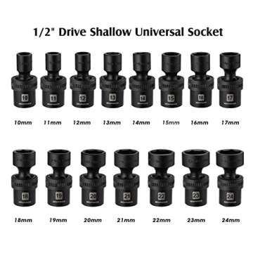 MIXPOWER 15-piece Universal Impact Socket Set for Mechanics