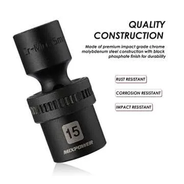 MIXPOWER 15-piece Universal Impact Socket Set for Mechanics