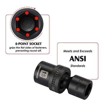 MIXPOWER 15-piece Universal Impact Socket Set for Mechanics