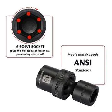 MIXPOWER 15-piece Universal Impact Socket Set for Mechanics