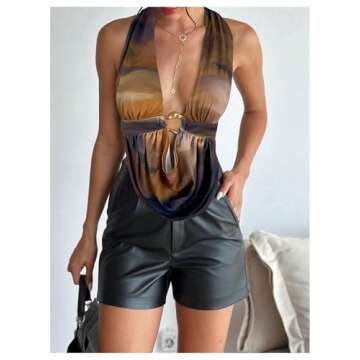 Stylish SOLY HUX Backless Sexy Deep V Neck Tank Top