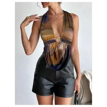 Stylish SOLY HUX Backless Sexy Deep V Neck Tank Top
