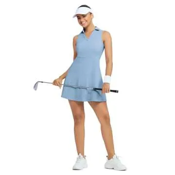 Fengbay Tennis Dress for Women,Golf Dress with Built in Shorts with 4 Pockets for Sleeveless Athletic Workout Dress