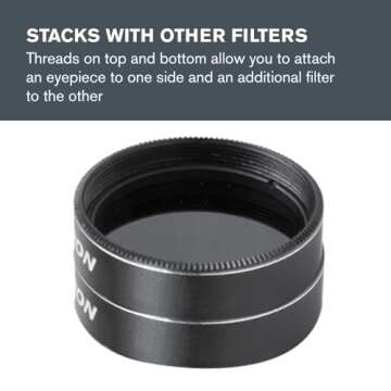 Celestron – Telescope Moon Filter – Eyepiece Accessory – Reduces Moon Glare and Enhances Lunar Crater Details – Great for Full Moon Observing – Works with Any Telescope That Accepts 1.25" Eyepieces
