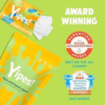 Yipes! Kids Face and Hand Wipes | Compostable Wet Wipes for Sensitive Skin | Individually Wrapped | Classroom Must Haves | Travel Essentials | For Backpacks, Lunchboxes, Classroom Supplies | 2 pack