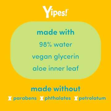 Yipes! Kids Face and Hand Wipes | Compostable Wet Wipes for Sensitive Skin | Individually Wrapped | Classroom Must Haves | Travel Essentials | For Backpacks, Lunchboxes, Classroom Supplies | 2 pack