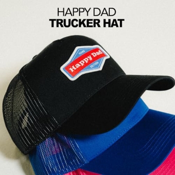 Happy Dad Hats for Men and Women, Available in Trucker Hat, 6 Panel Snapback Hat or Baseball Cap, Holiday & Birthday Gifts Black