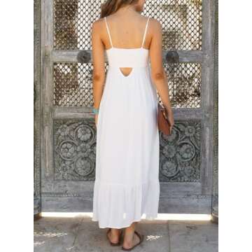 Dokotoo Summer Dresses for Women 2025 Casual Sleeveless Sundresses for Women Button Down Smocked Spa...