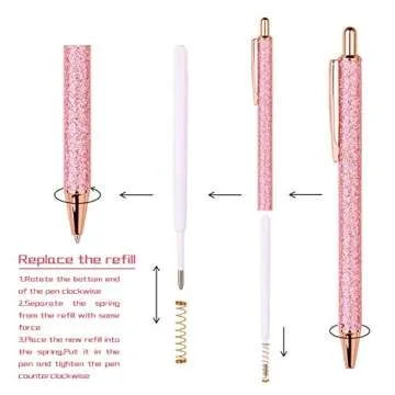 WY WENYUAN 4 Pcs Ballpoint Pens, Comfortable Writing Metal Retractable Pretty Journaling Black Ink Medium Point 1.0 mm Gift Pens, Cute Pens School Supplies for Women