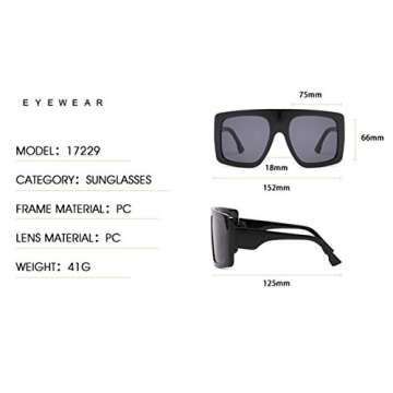 W&Y YING Oversized Square Cute Super Large Womens Sunglasses for Men Fashion Flat Top baddie Shades (Pink)