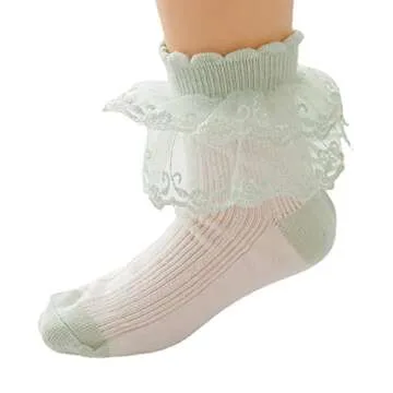 KUMIKOLA Girls Lace Socks Stylish Comfort for Ages 6-8