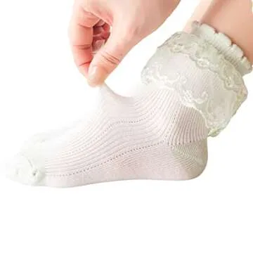 KUMIKOLA Girls Lace Socks Stylish Comfort for Ages 6-8