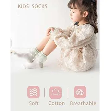 KUMIKOLA Girls Lace Socks Stylish Comfort for Ages 6-8
