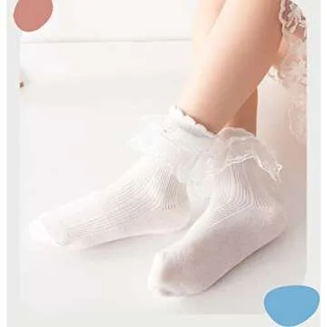 KUMIKOLA Girls Lace Socks Stylish Comfort for Ages 6-8