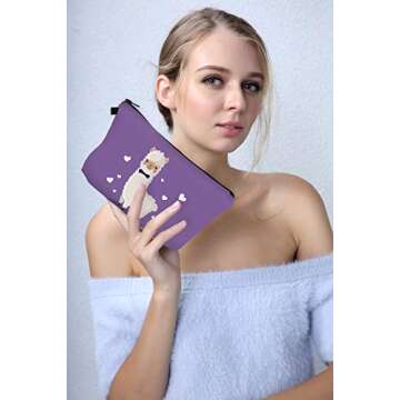 LOOMILOO Cosmetic Bag for Women, Adorable Roomy Makeup Bags Travel Water Resistant Toiletry Bag Accessories Organizer Liama Gifts (Purple Liama 51364)