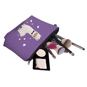 LOOMILOO Cosmetic Bag for Women, Adorable Roomy Makeup Bags Travel Water Resistant Toiletry Bag Accessories Organizer Liama Gifts (Purple Liama 51364)