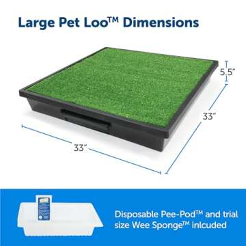 PetSafe Pet Loo Indoor Pet Toilet, Portable Dog Potty Station, Grass Pad Tray of Synthetic Grass Mat, Easy to Clean, Large