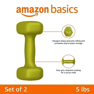 Amazon Basics Neoprene Dumbbell Set 5 Pounds for Strength Training