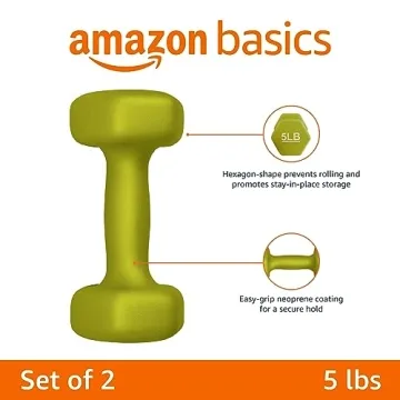 Amazon Basics Neoprene Dumbbell Set 5 Pounds for Strength Training