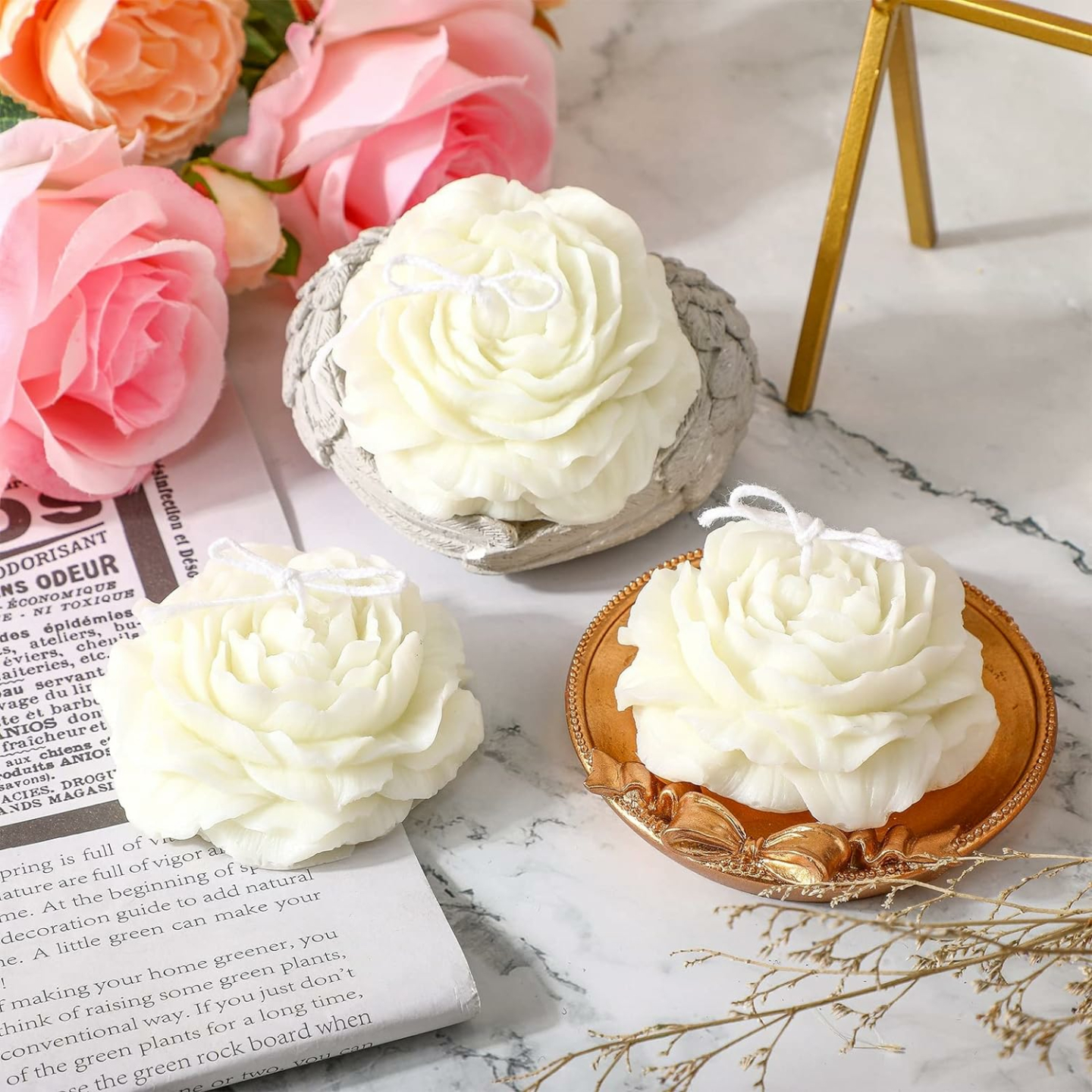 Floral Shaped Soy Wax Candles - Elegant Home Decor
