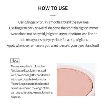 ETUDE Air Mousse Eyes (#PK001 Cherry Blossoms Popcorn)(21AD) | Metal Glitter Eyeshadow That Gives Out a Dazzling Sparkle Effect with Different Types of Pearls | K-beauty