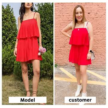 EXLURA Spaghetti Strap Pleated Jumpsuit for Women