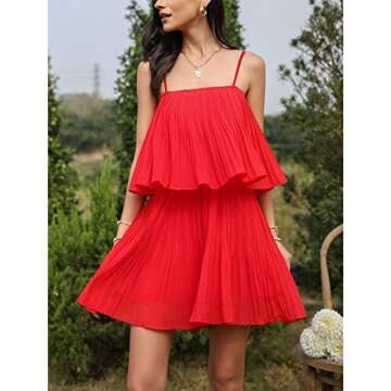 EXLURA Spaghetti Strap Pleated Jumpsuit for Women