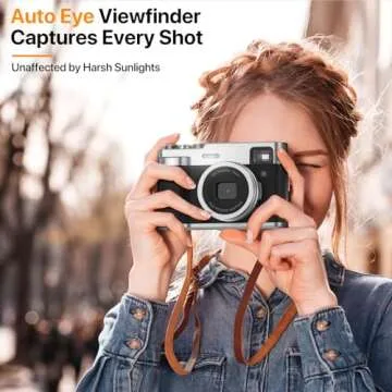 5K Digital Camera with Front and Rear Cameras for Photography Video Camera with Viewfinder Autofocus UHD 5K Vlogging Camera for YouTube 6-Axis Anti-Shake Selfie Camera Recorder with 32GB SD Card