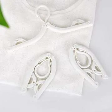 Hanging Travel Clothing Hangers for Shirt Suit Coat Robe, 6Pcs Folding Portable Plastic Foldable Hanger for Holiday Camping & Home,Windproof Non-Slip Collapsible Clothes Drying Rack Hangers (White)