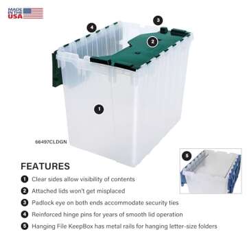 Akro-Mils KeepBox 18 Gallon Storage Container, Nesting and Stackable Plastic Storage Box with Lid At...