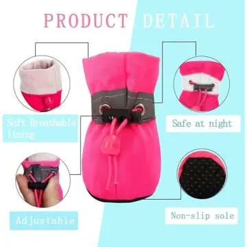 YAODHAOD Dog Shoes for Small Dogs, Anti-Slip Dogs Boots & Paw Protector for Winter Snowy Day, Summer Hot Pavement Dog Booties with Reflective Straps, Cat Dog Shoe for Indoor Hardfloors (Pink, 2)