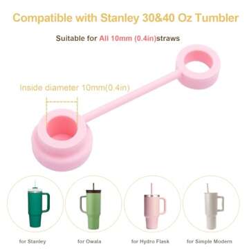 Stylish Straw Cover Cap for Stanley Cups - 6 Pcs Silicone Covers