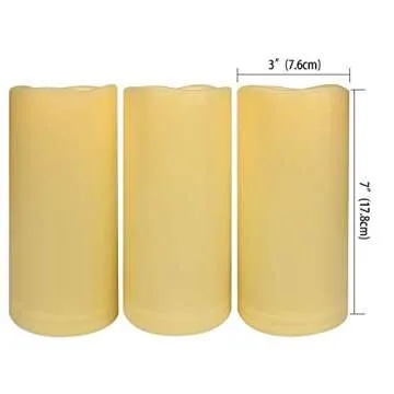 3PCS 7" Waterproof LED Flameless Timer Candles, 1000 Hours Long Battery Life/Flickering Battery Operated Electric Outdoor LED Large Pillar Candle for Outside Lantern Festival Decor etc.