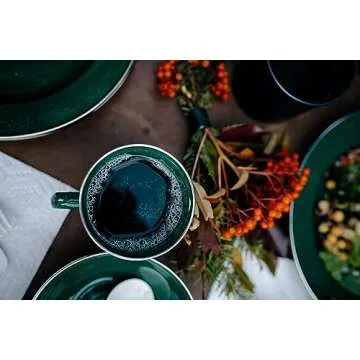 Stansport Deluxe 24-Piece Enamel Tableware Set - Green (11220-10)