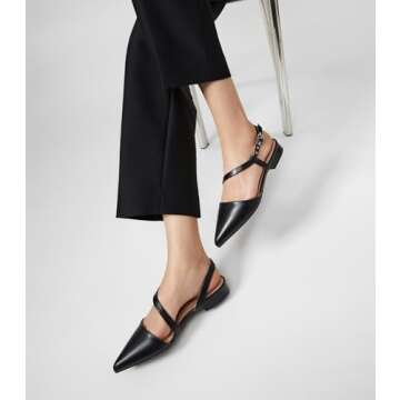 Arromic Slingback Flats for Women Pointed Toe Flat Shoe Comfortable Leather Casual Fashion Dress Work Office Shoes