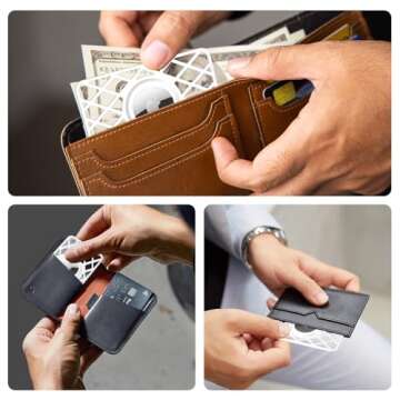 SUPFINE 2 Pcs Airtag Wallet Case,Slim Card Case Holder for Airtag,0.1 inch Thickness Ultra Thin Air tag Holder for Purse, Handbag, Backpack Wallet (White)