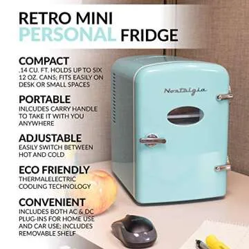 Nostalgia RF6RRAQ Mini Fridge with Heating and Cooling