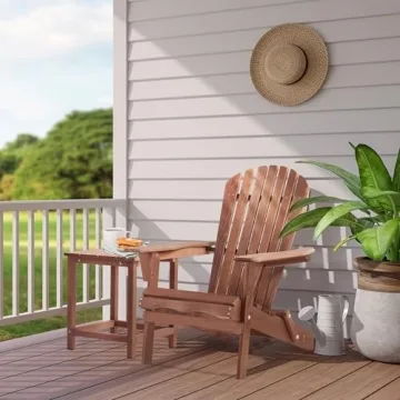Outdoor Wooden Folding Adirondack Chair Set of 2