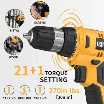 20V Cordless Drill Set with Battery & LED Light