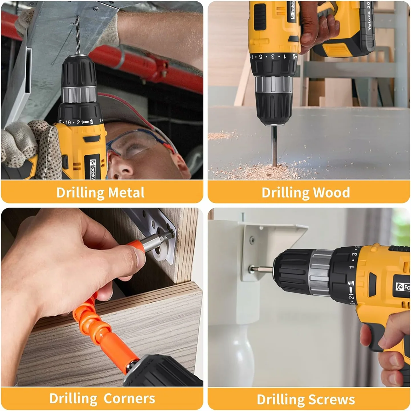 20V Cordless Drill Set with Battery & LED Light