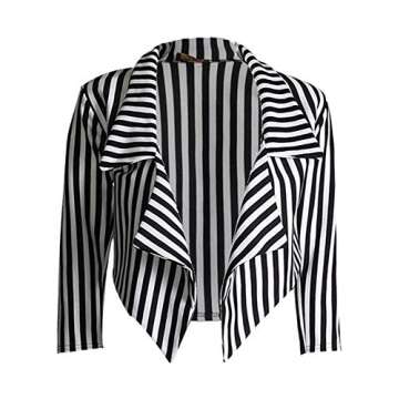 Stylish Loxdonz Women's Striped Waterfall Blazer Jacket
