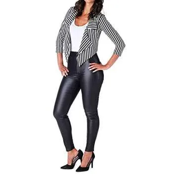 Stylish Loxdonz Women's Striped Waterfall Blazer Jacket