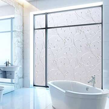 Niviy Static Cling Non-Adhesive Window Film Frosted Glass Film Bathroom Door Glass Decoration Window Film Privacy Covering (11.8"x 78.7")