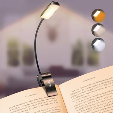 Gritin 9 LED Rechargeable Book Light - Eye Caring with 3 Color Temperatures, 80 Hrs Runtime, and Por...