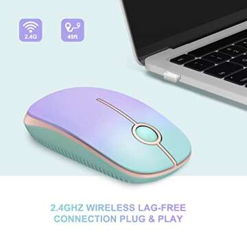 Unipows Wireless Mouse - 2.4G Slim Portable Computer Mouse with Nano Receiver, Less Noise Mobile Opt...