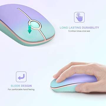 Unipows Wireless Mouse - 2.4G Slim Portable Computer Mouse with Nano Receiver, Less Noise Mobile Optical Mice for Notebook, PC, Laptop, Desktop (Gradient Mint Green)