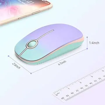 Unipows Wireless Mouse - 2.4G Slim Portable Computer Mouse with Nano Receiver, Less Noise Mobile Optical Mice for Notebook, PC, Laptop, Desktop (Gradient Mint Green)